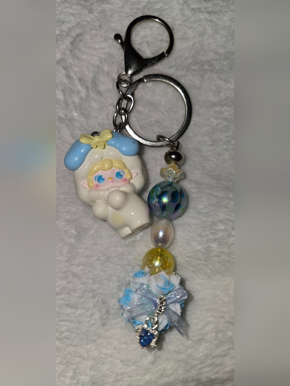 Blue & White Keychain/Bag Charm - BB3